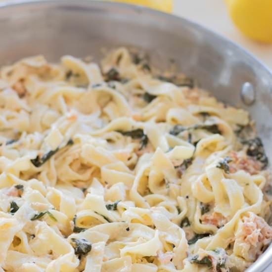 Smoked Salmon Spinach Pasta