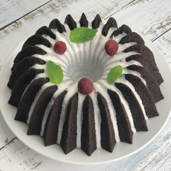 Mint Chocolate Raspberry Bundt Cake