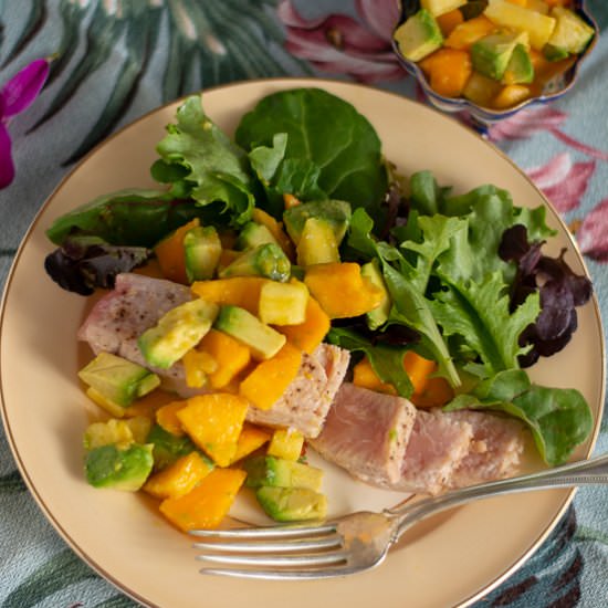 Seared Opah with Papaya and Avocado