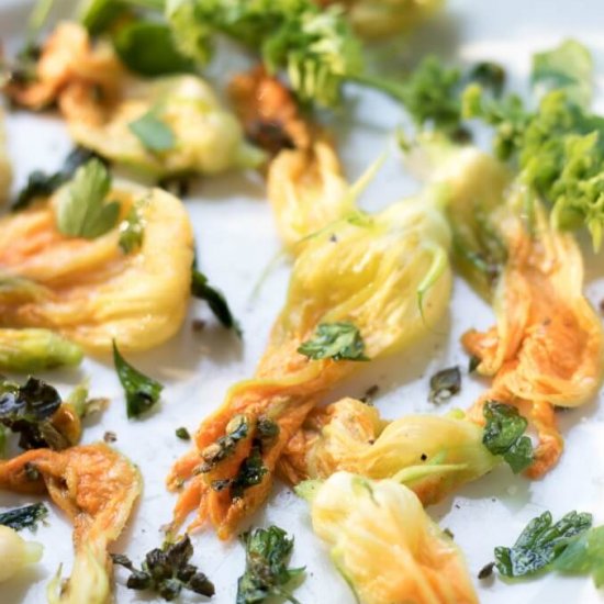 Sautéed Herb Pumpkin Squash Flowers