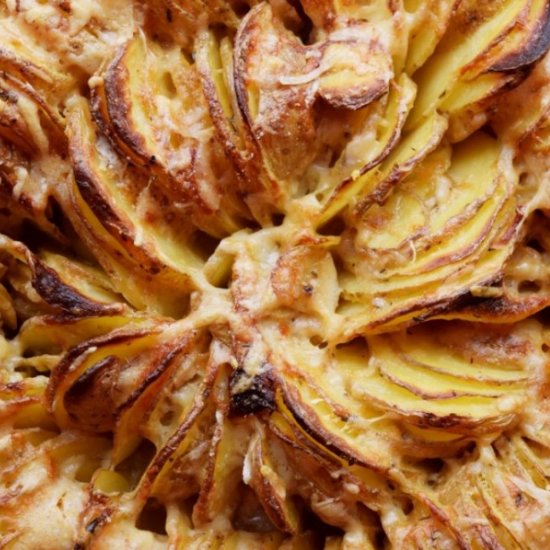 Cheesy Hasselback Potato Gratin