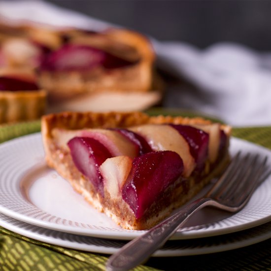 Pear Tart with Wine Poached Pears