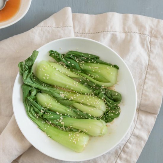 Spicy Steamed Baby Bok Choy