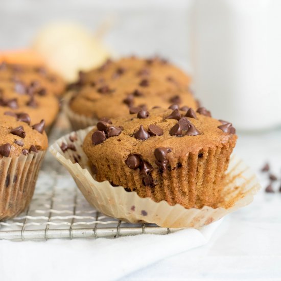 Chocolate chip pumpkin muffins