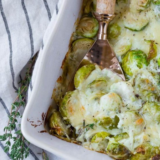 Cheesy Brussels Sprouts au Gratin