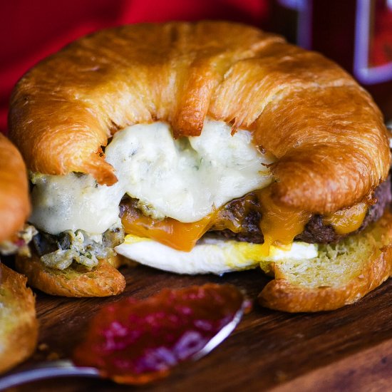 Breakfast Cheeseburger Croissant