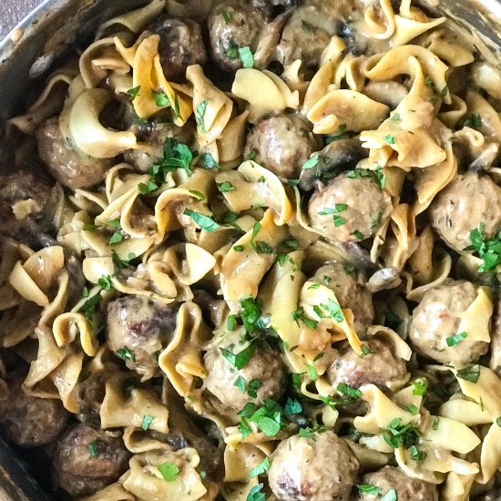 One-Pot Meatball Beef Stroganoff