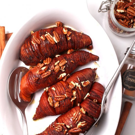 Maple Hasselback Sweet Potatoes