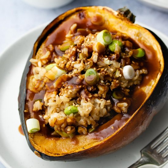 Vegan Stuffed Squash & Miso Gravy