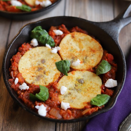 Vegan shakshuka with eggy tofu