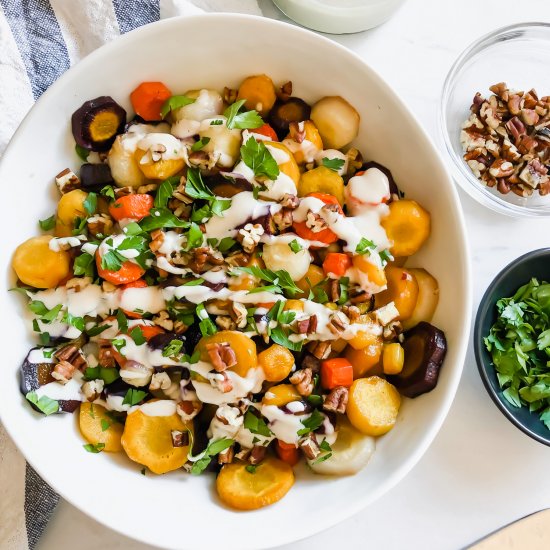 Maple Roasted Carrots with Tahini