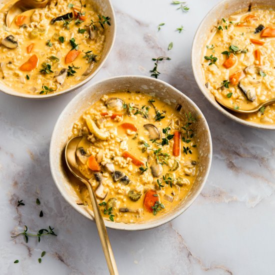 Creamy Rice Soup with Vegetables