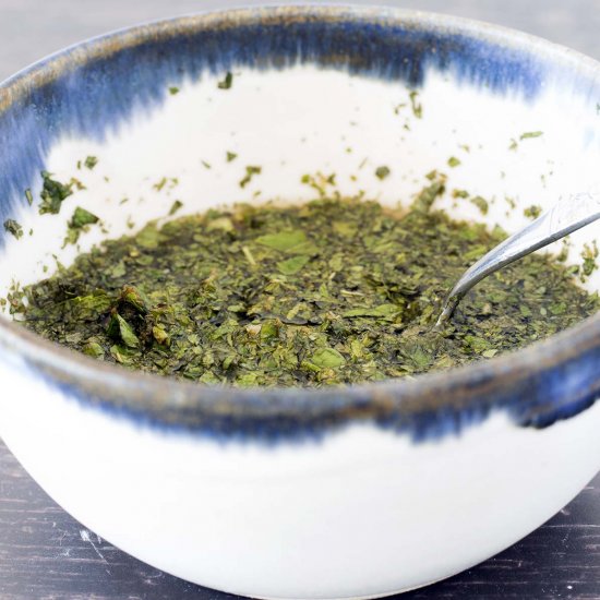 Homemade mint sauce