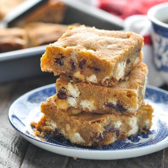 White Chocolate Cranberry Blondies