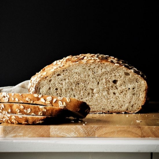 No Knead Maple Oat Spelt Bread