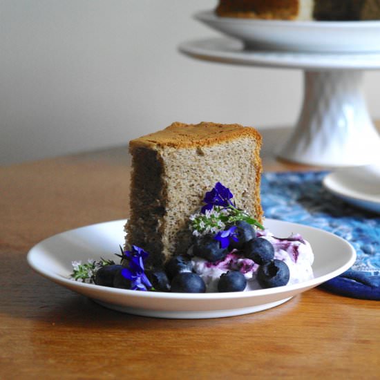 earl grey & blueberry chiffon cake