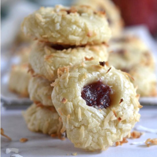 Coconut Jam Thumbprint Cookies