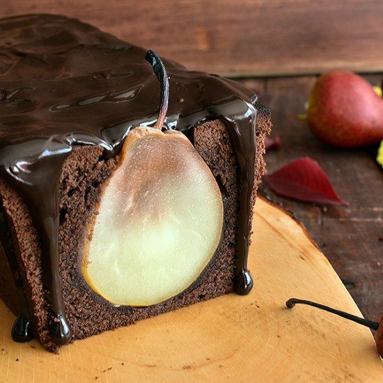 chocolate cake with pears