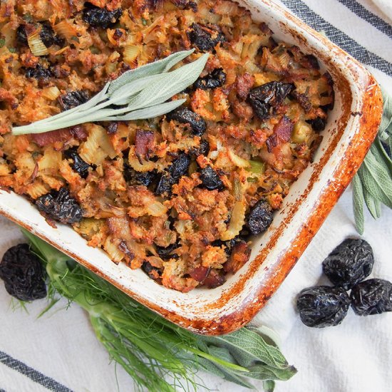 Fennel prune and pork stuffing