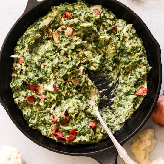 Paleo Creamed Spinach with Bacon