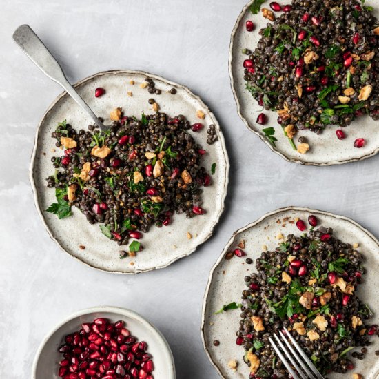 Black Lentil Pomegranate Salad