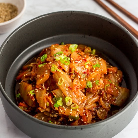 Quick and Easy Stir Fried Kimchi