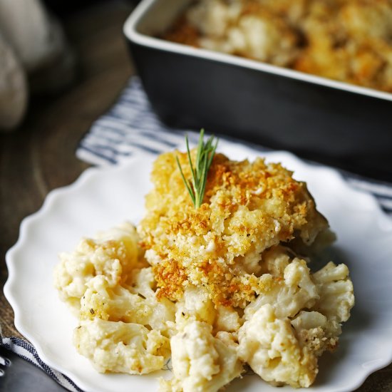 Easy Cheddar Cauliflower Gratin