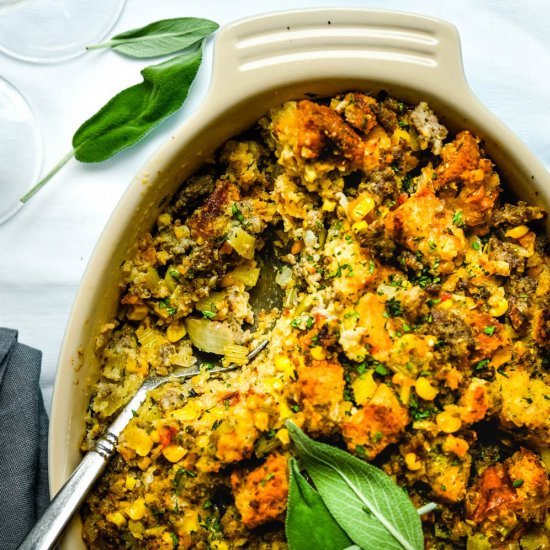 Green Chile Cornbread Stuffing Cass