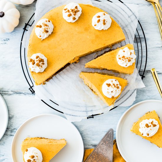 Eggless Pumpkin Cheesecake