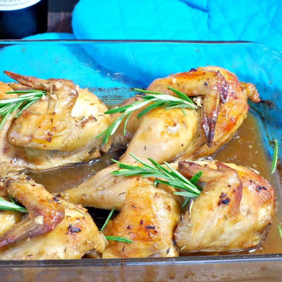 Easy Cornish Hens with Wine Sauce