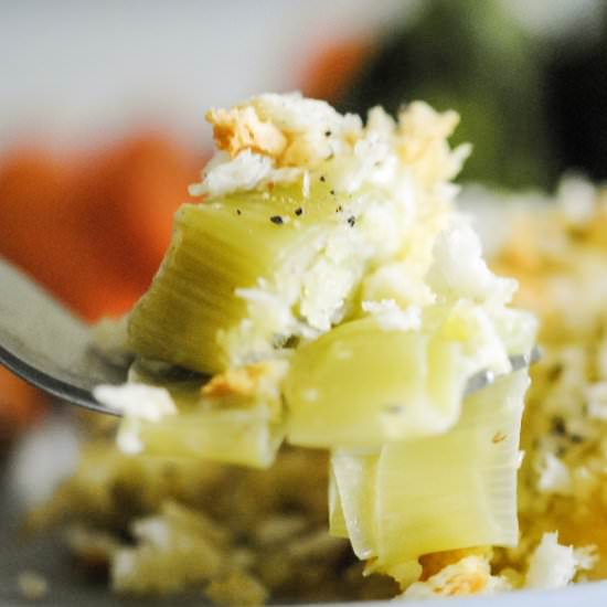 Creamy, Cheesy Leek Bake