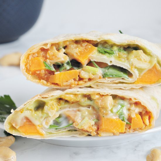 Sweet potato and guacamole burrito