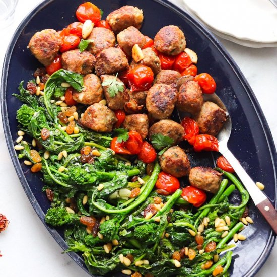 Lamb Meatballs & Broccoli Rabe