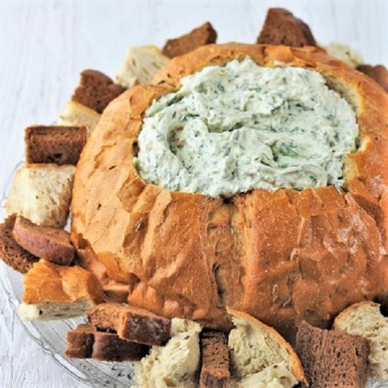 Spinach Dip In A Bread Bowl