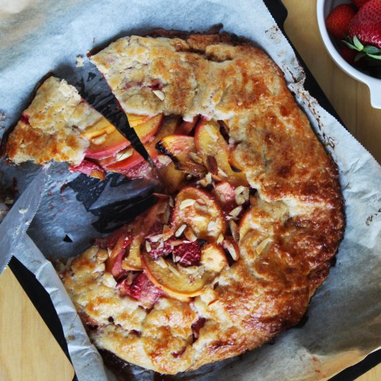 Strawberry and peach galette