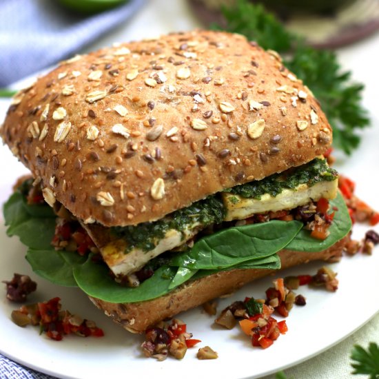 Vegan Tofu and Olive Sandwich