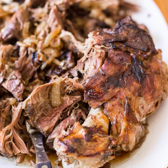 Mom’s slow cooked leg of lamb