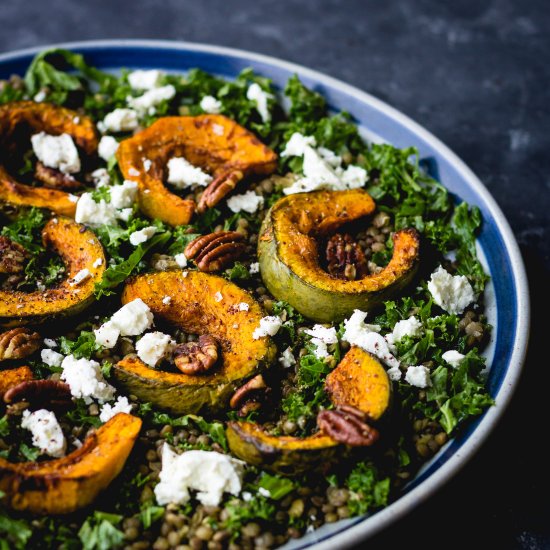 Roast Pumpkin, Kale & Lentil Salad