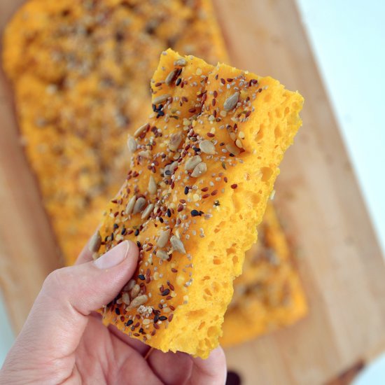 No-knead pumpkin focaccia bread