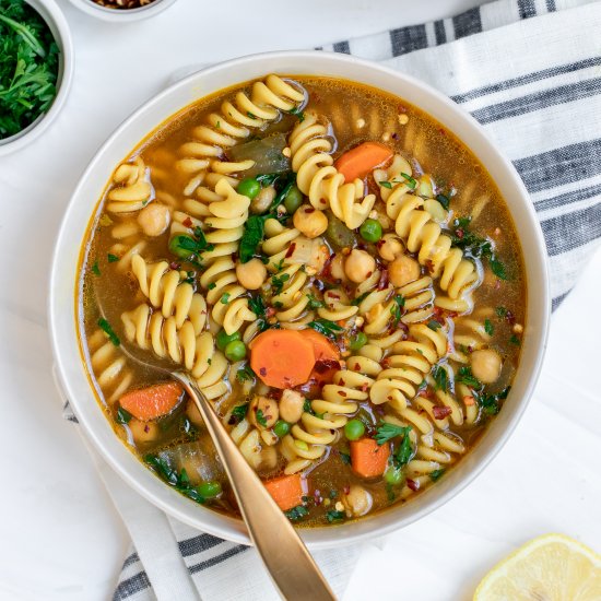 Vegetarian Chickpea Noodle Soup