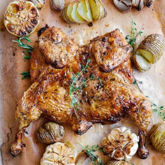 Spatchcock Garlic & Herb Chicken