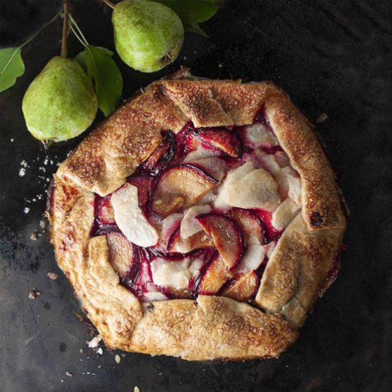 Pear and plum galette