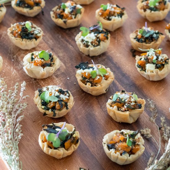 Kale Butternut Squash Filo Tarts