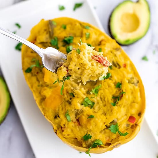 Creamy Green Chili Spaghetti Squash