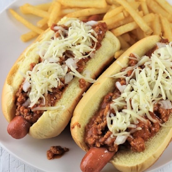 Homemade Chili Cheese Dogs