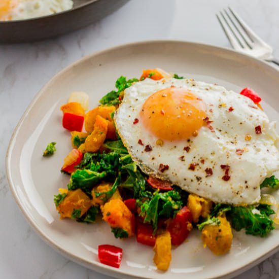 Roasted winter squash and kale hash