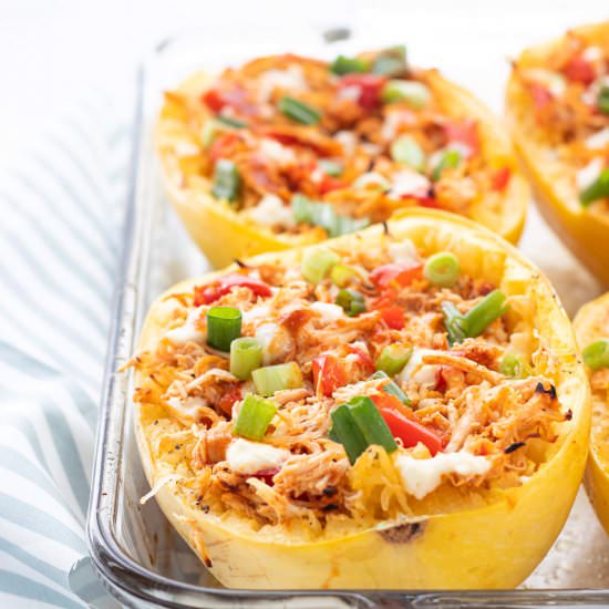 Buffalo Chicken Spaghetti Squash