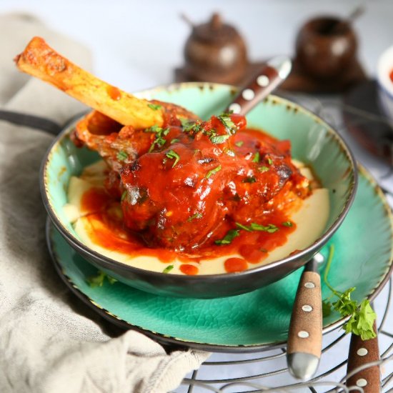 Lamb Shanks w/ Red Pepper Sauce