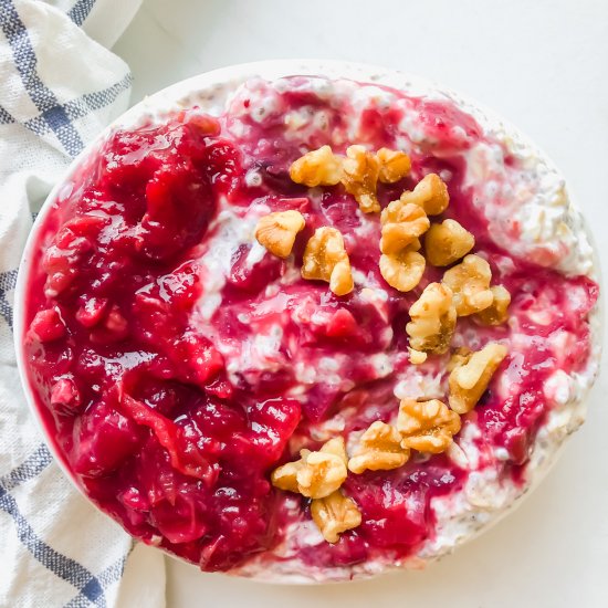 Cranberry Sauce Overnight Oats