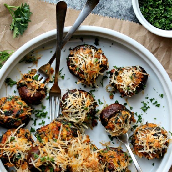 Vegan Chorizo Stuffed Mushrooms